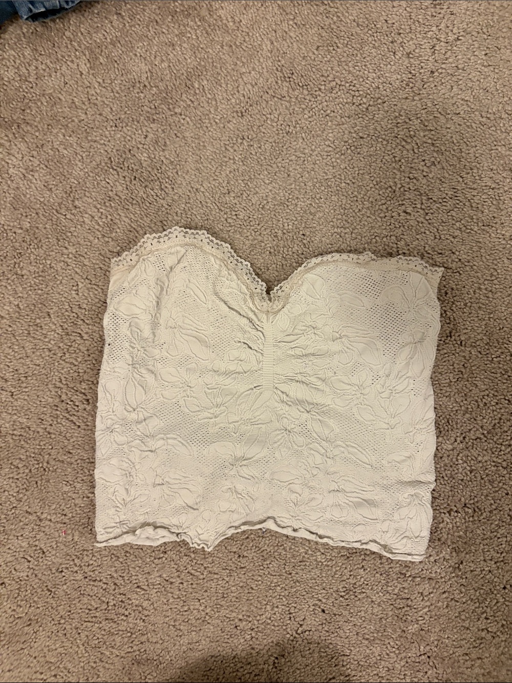 Tilly's Ivory Lace Strapless Bustier Crop Top